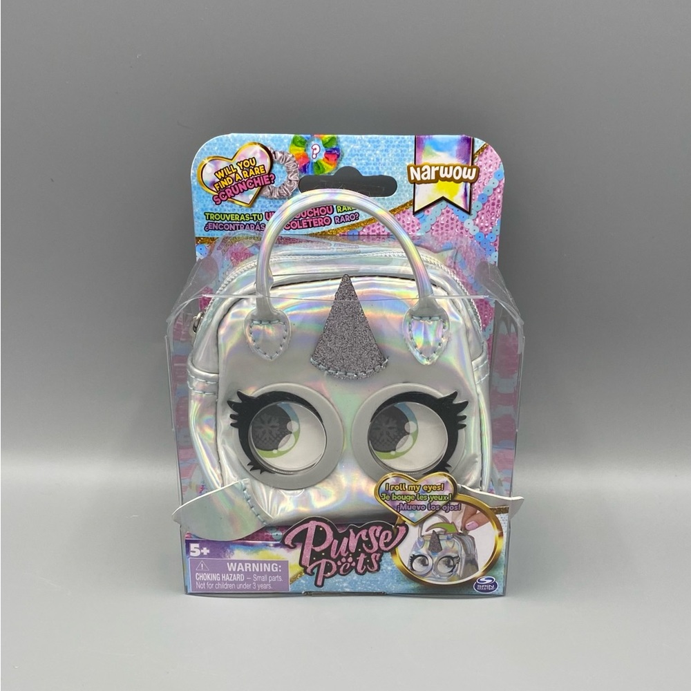 Purse Pets Narwow Narwhal Silver Mini Purse Spinmaster Stocking Stuffer Gifts